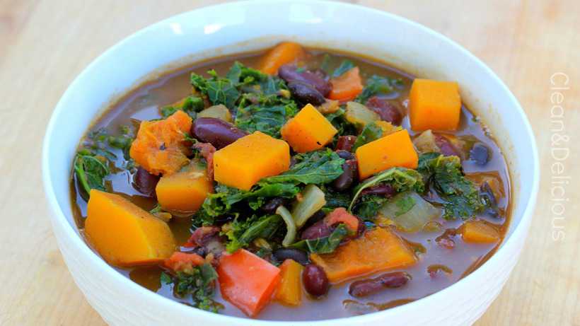 butternut chili with kale and red beans