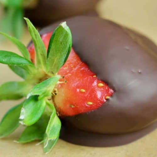 fresh red strawberry dipped in dark chocolate