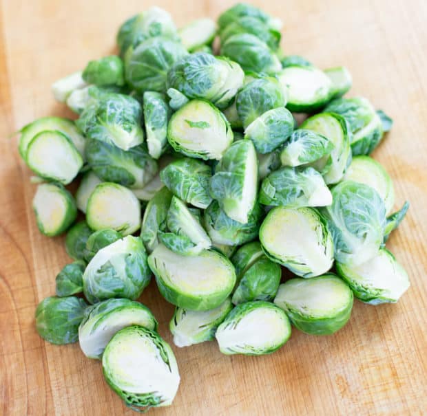 brussel sprouts trimmed and sliced