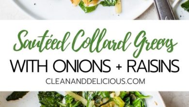 how to make collard greens with onions and raisins