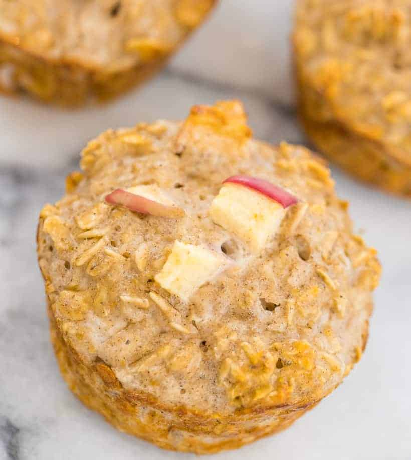 apple muffin topped with apple chunks