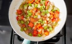 cooked veggies in saute pan