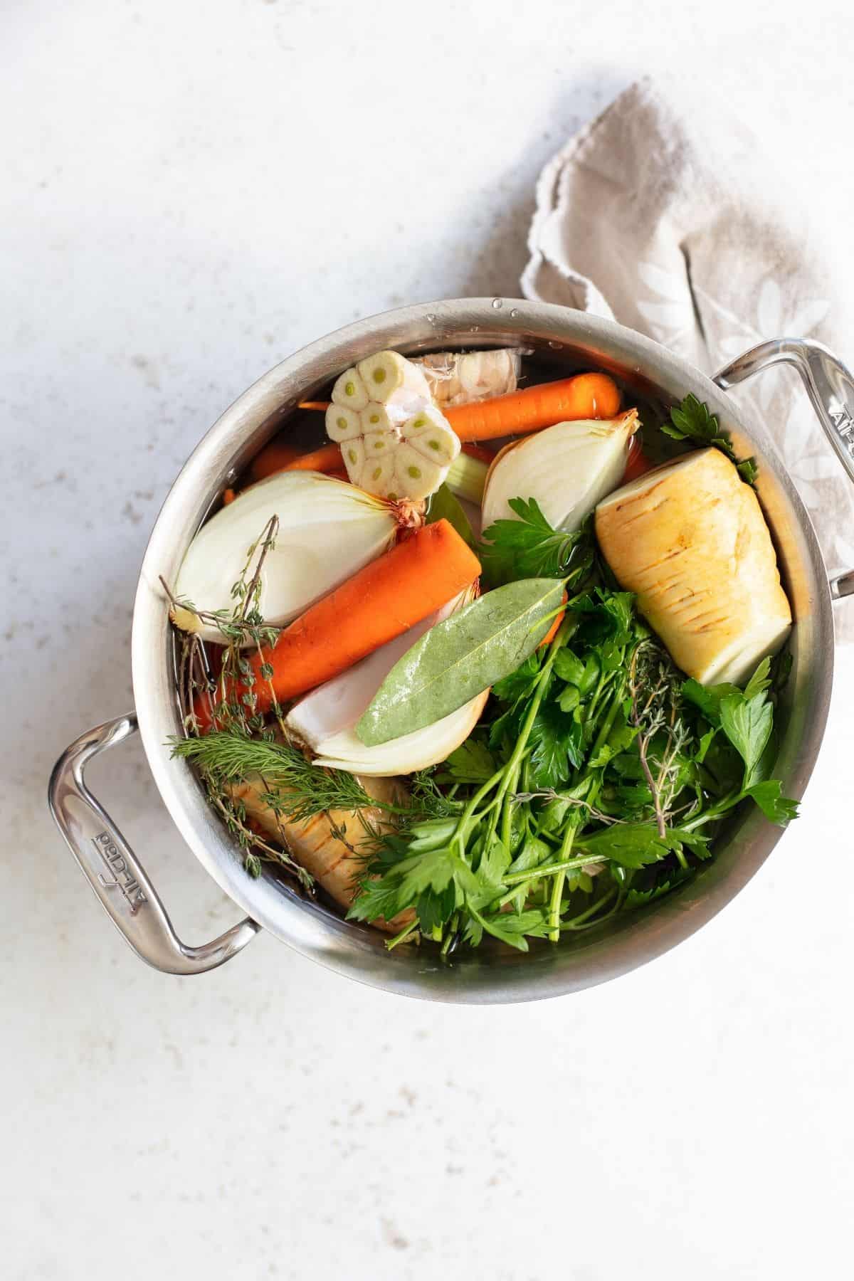 veggies in a large stockpot