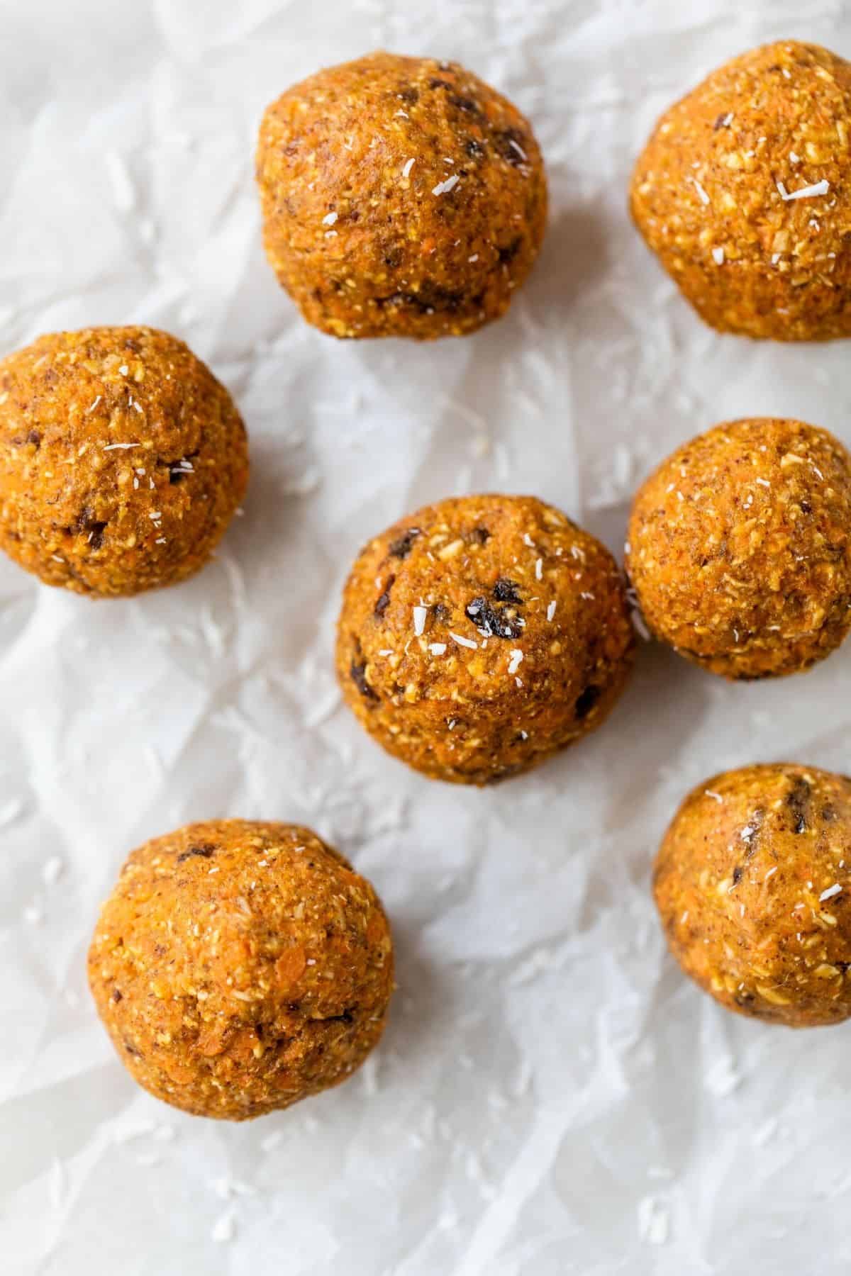 carrot cake energy balls made with almond butter and oats