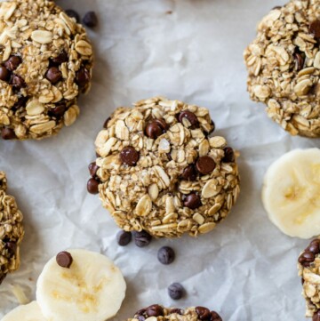 Banana oatmeal cookies on parchment paper.