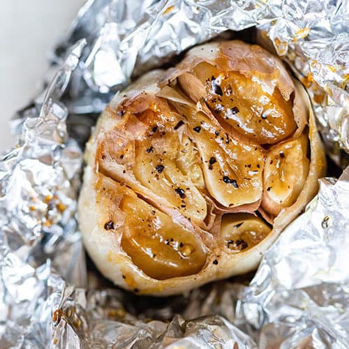 roasted garlic wrapped in foil