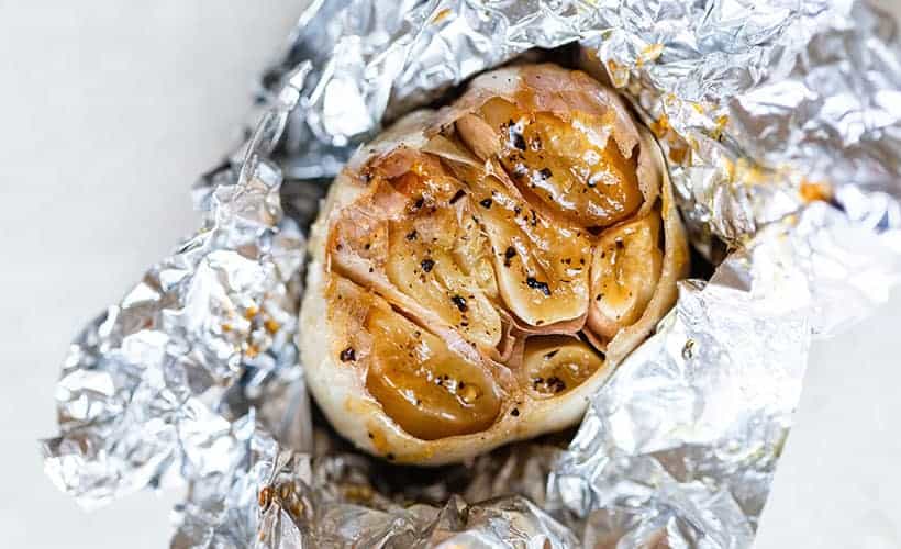 roasted garlic wrapped in foil