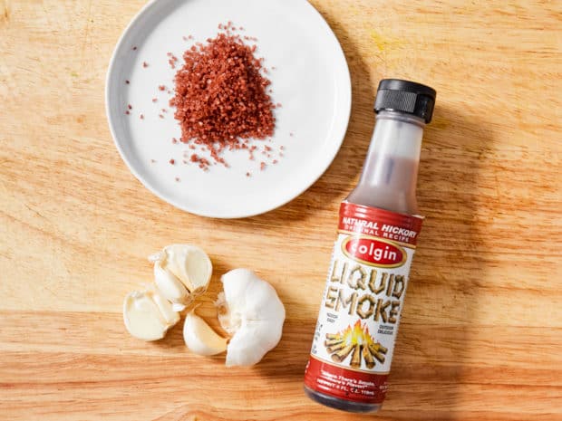 garlic, liquid smoke ad red sea salt