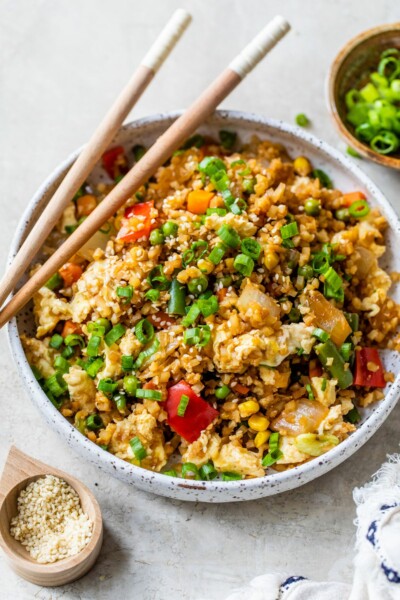 Easy Cauliflower Fried Rice (with Frozen Veggies!) « Clean & Delicious