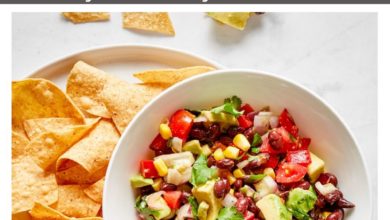 zesty black bean salsa with corn, tomatoes and avocado