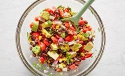 combine all black bean salad ingredients in a mixing bowl