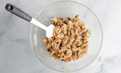 oatmeal cookie batter with raisins and walnuts