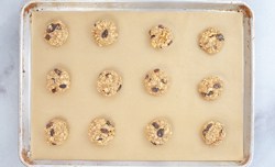 oatmeal raisin cookies on bakings heet