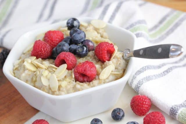 bowl of steel cut oats topped with berries