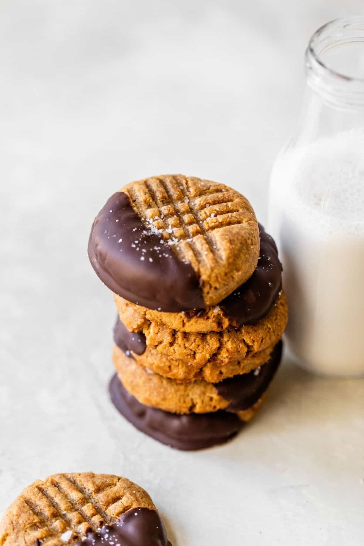stacked flourless peanut butter cookies