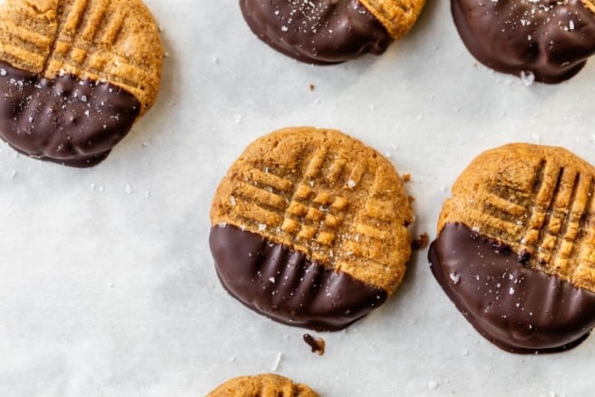flourless peanut butter cookies dipped in chocolate