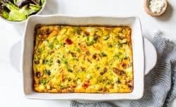 vegetable frittata baked in casserole dish
