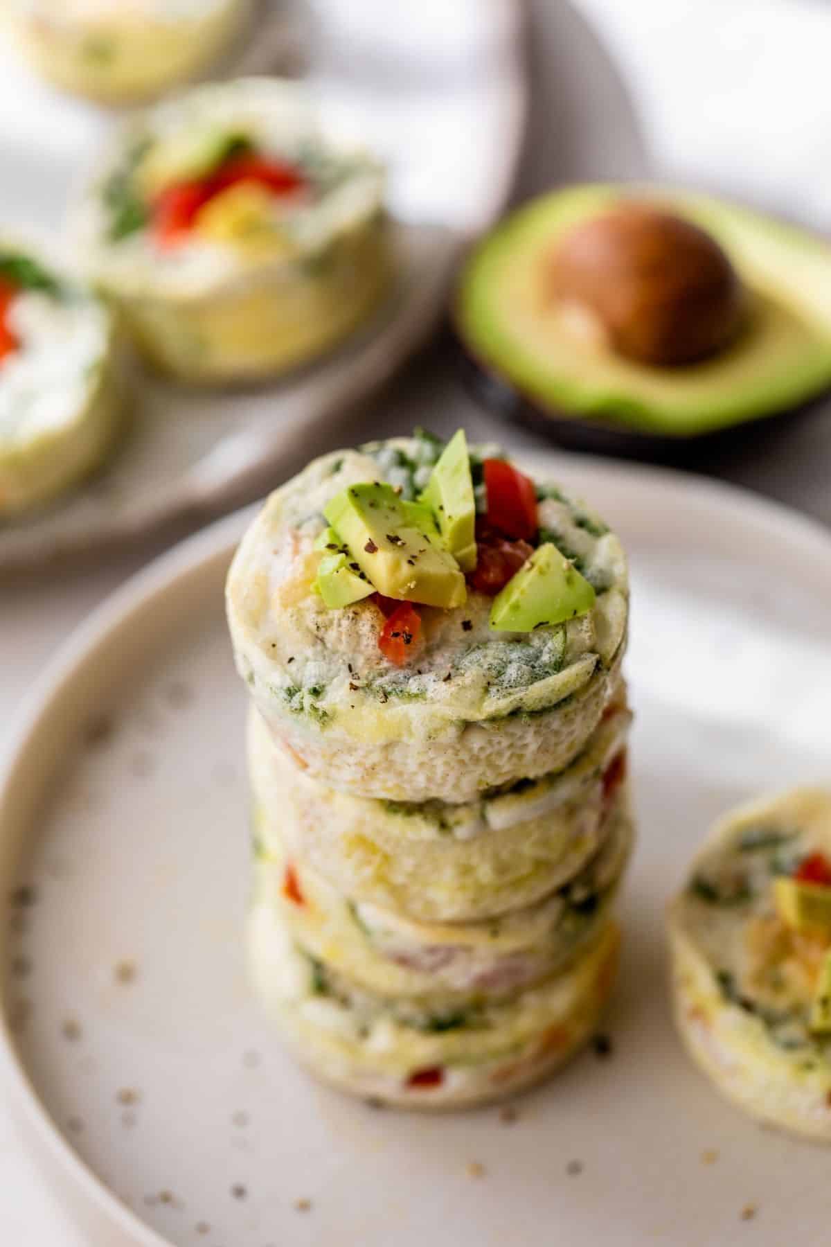 egg muffins stacked on a plate