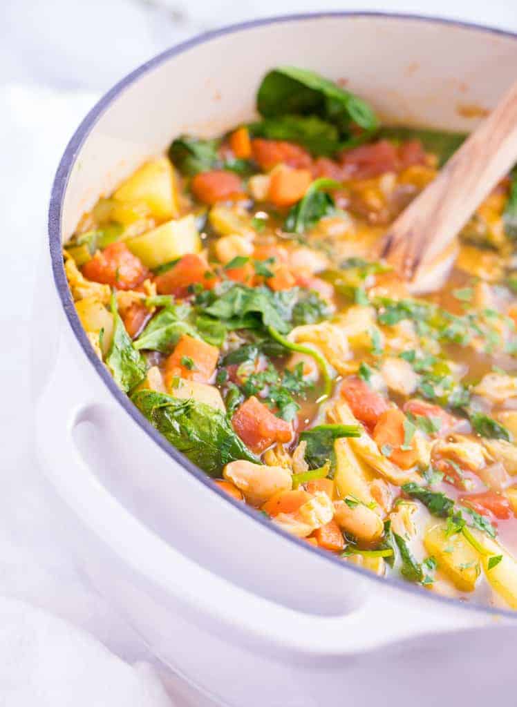 big pot of minestrone soup