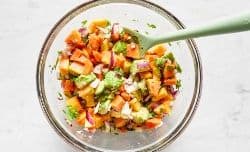 stir all papaya salsa ingredients in a bowl