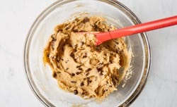 chocolate chips stirred into batter
