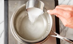 sugar and water in sauce pan