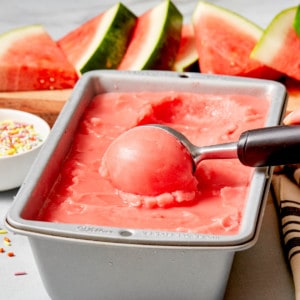 watermelon ice-cream in loaf pan