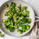 broccoli with garlic in saute pan