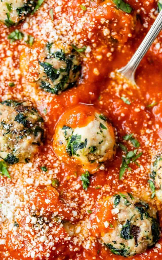 turkey meatballs cooked in marinara sauce