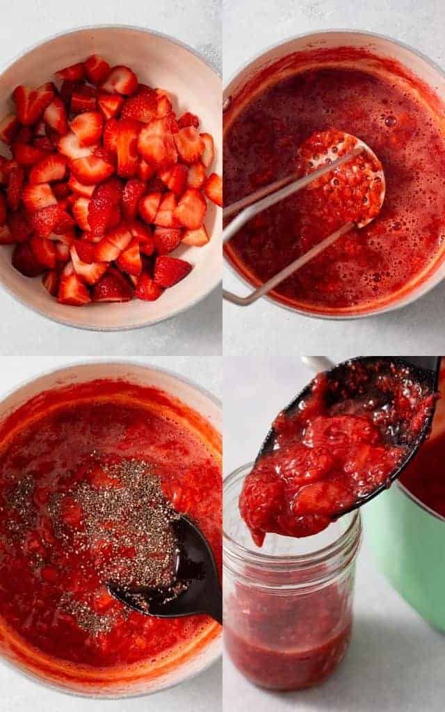 steps to making strawberry chia jam
