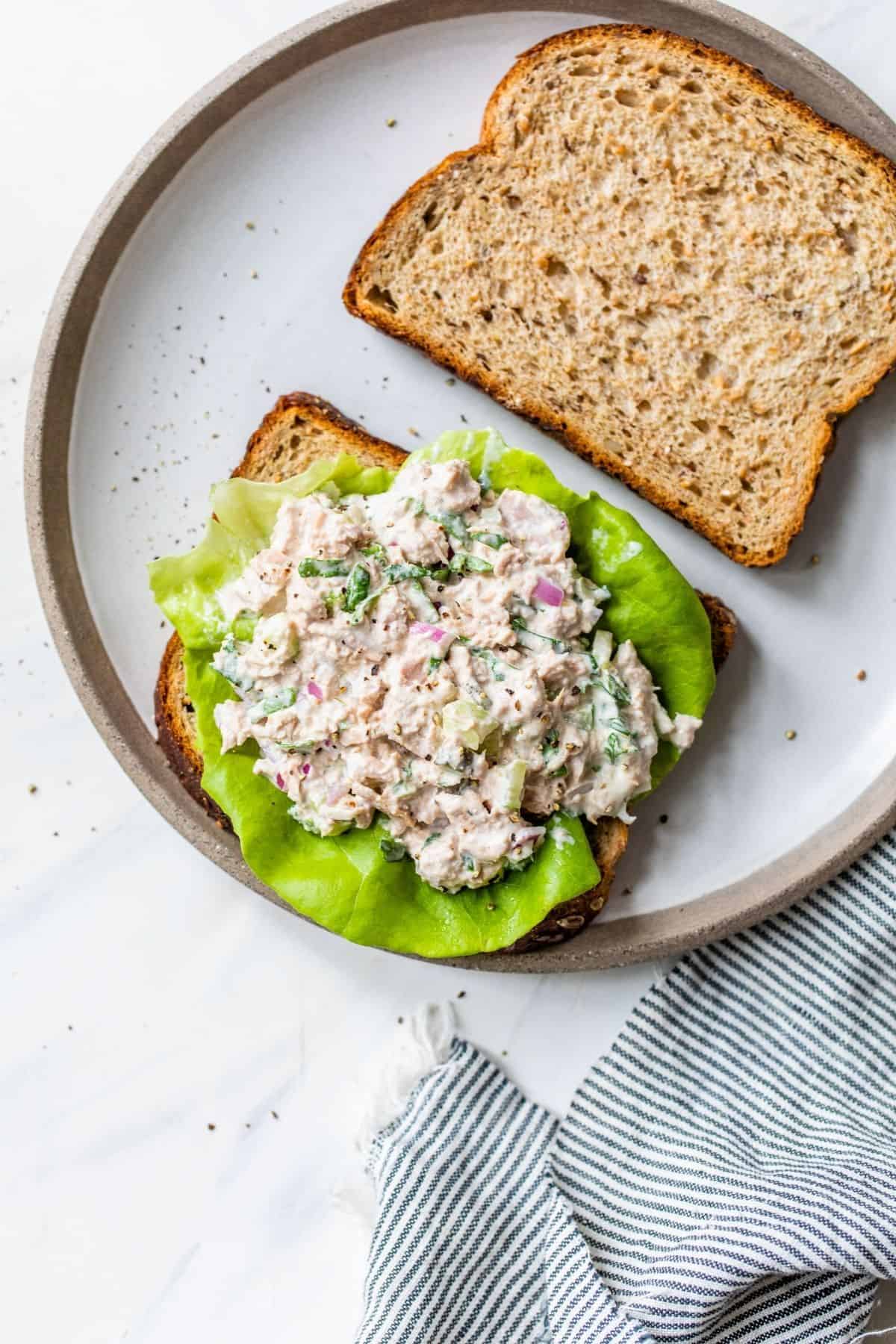 tuna salad recipe served on whole wheat bread