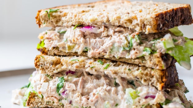 tuna salad on whole grain bread