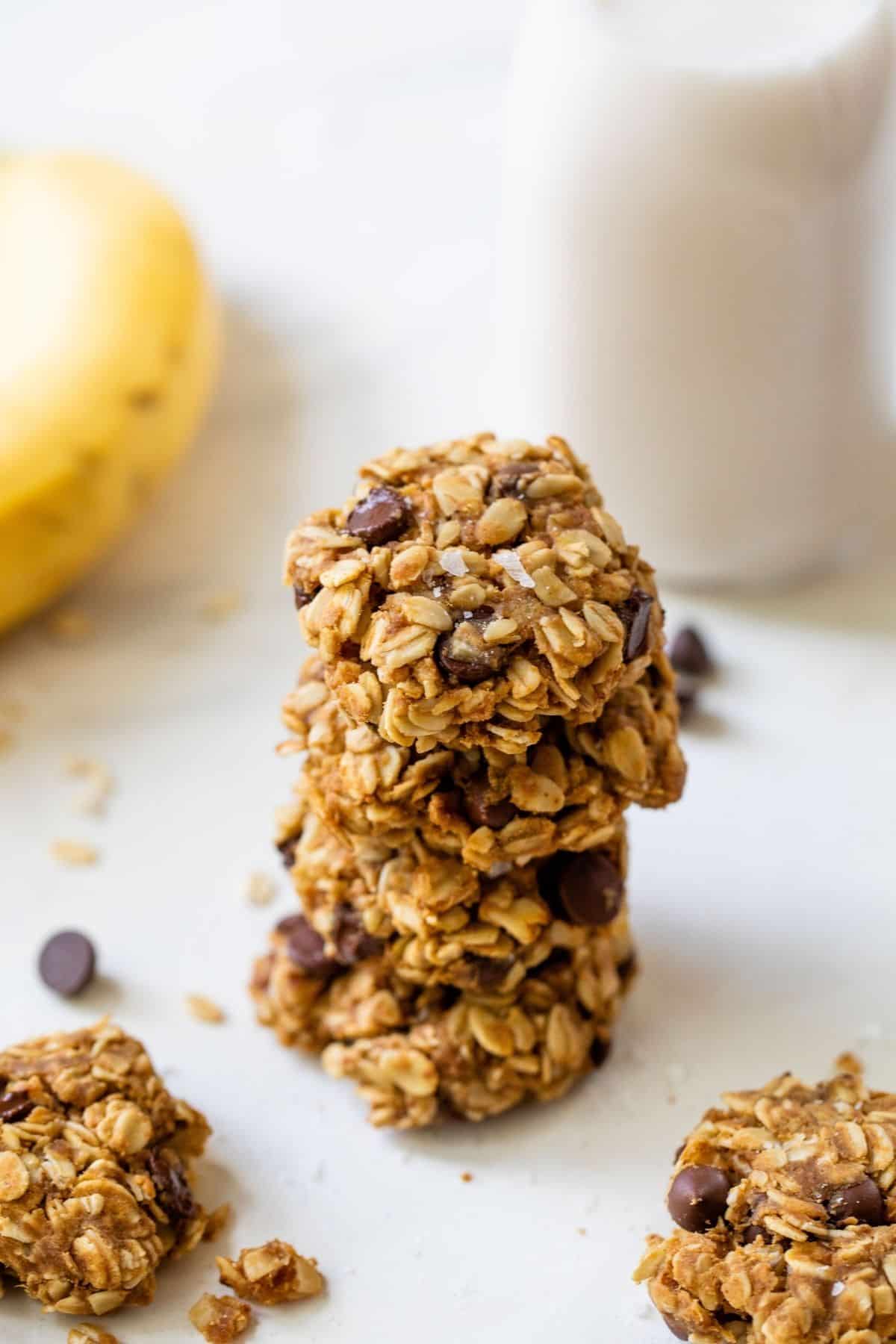 stacked peanut butter oatmeal cookies