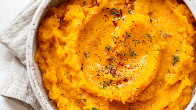 mashed butternut squash in a bowl