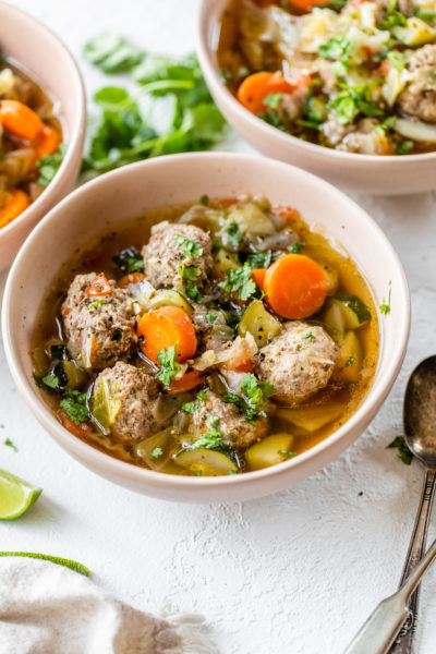 Hearty Veggie Packed Beef Meatball Soup « Clean & Delicious