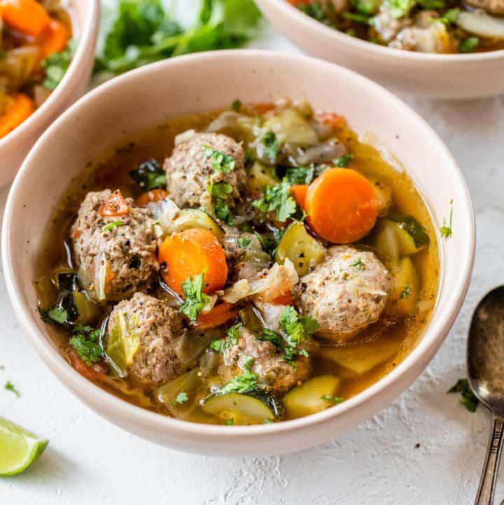 Hearty Veggie Packed Beef Meatball Soup « Clean & Delicious