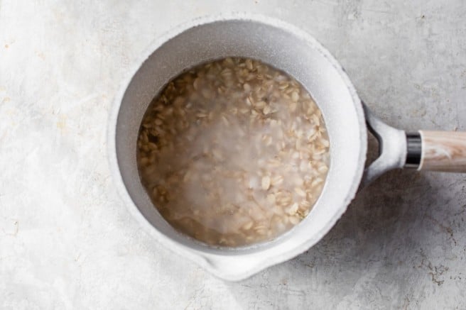 oatmeal and water in a small saucepan