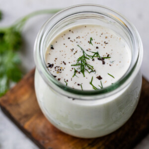 buttermilk ranch dressing in a jar