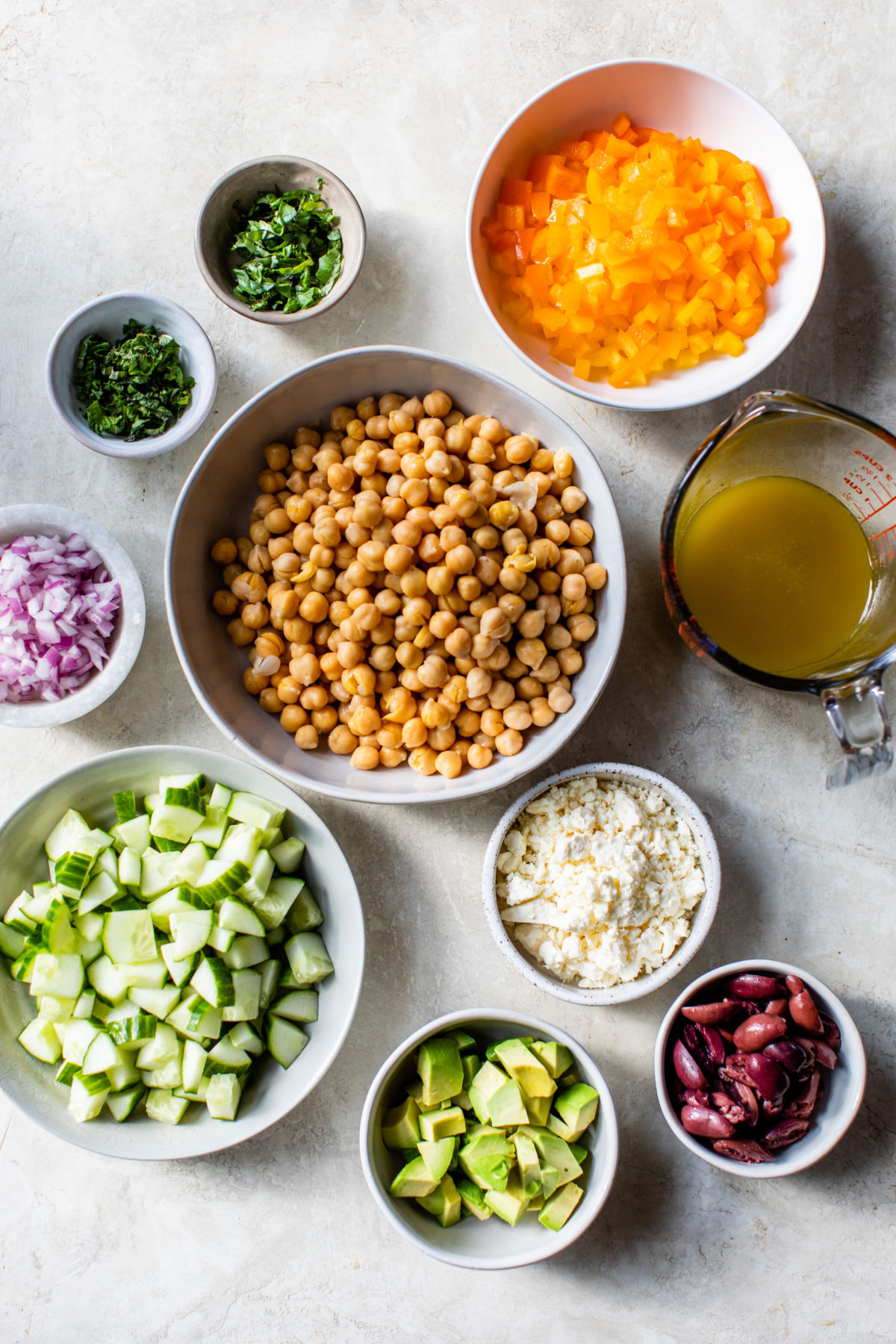 ingredients for mediterranean chickpea salad