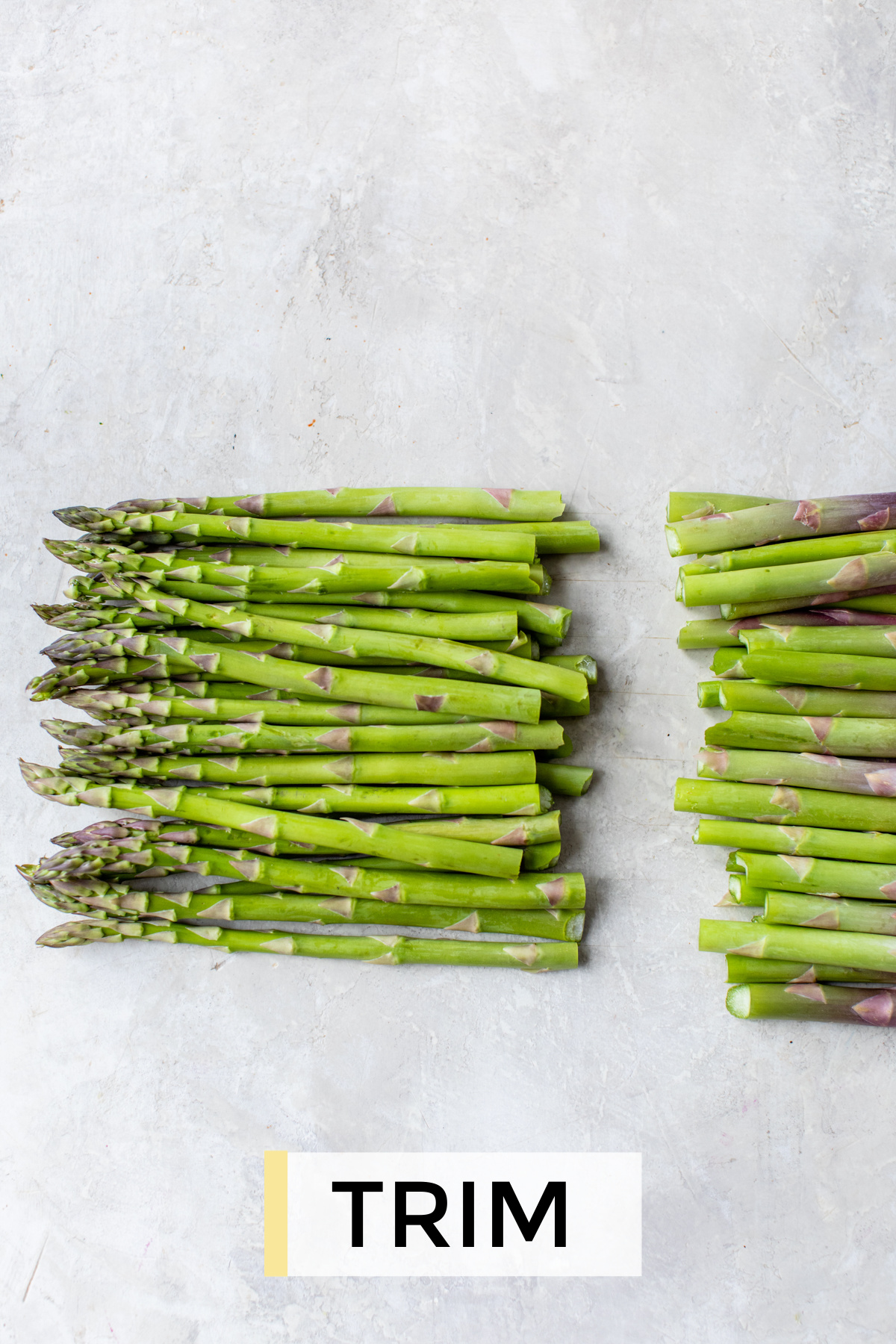 asparagus spears with woodsy ends trimmed off.