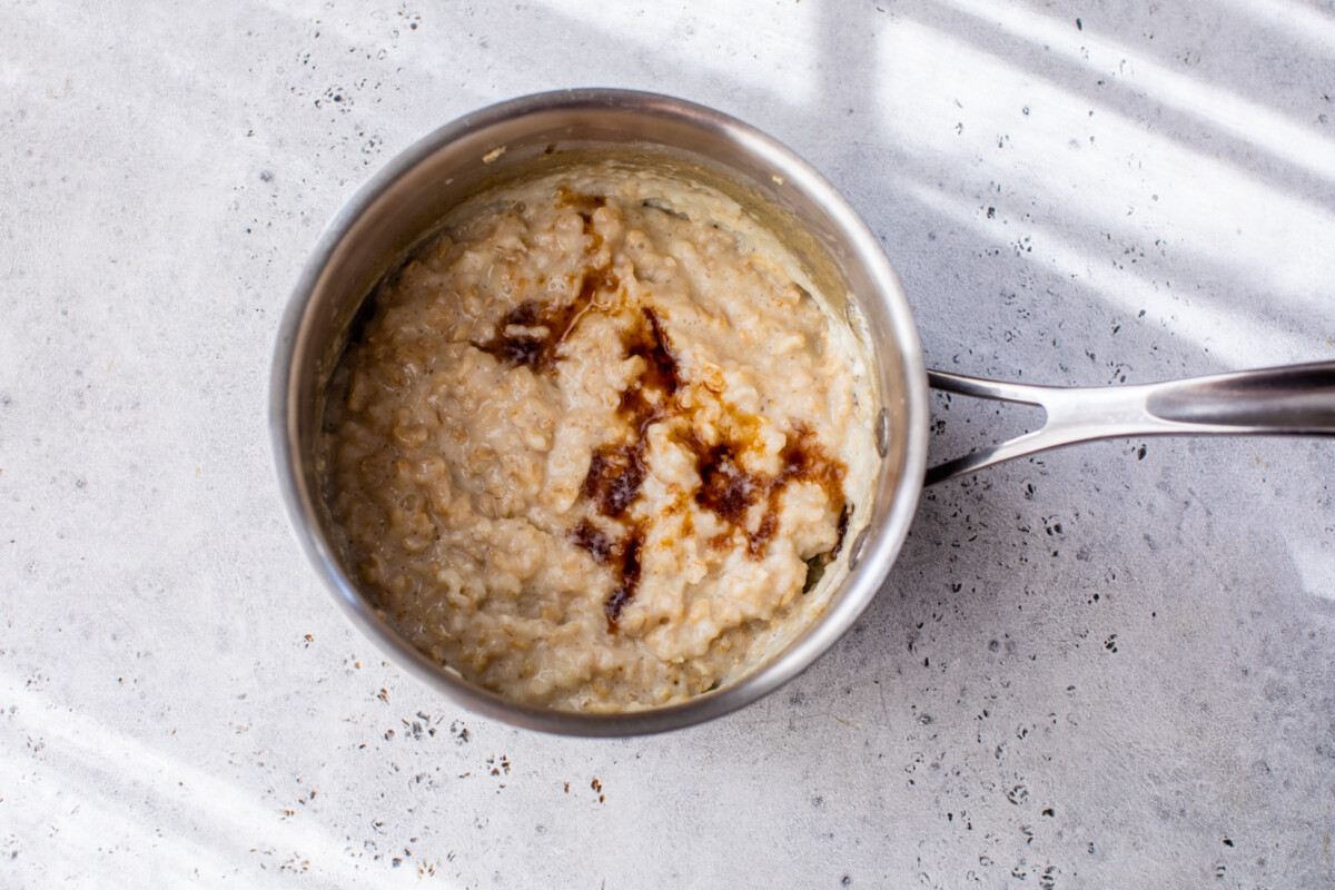 soy sauce or coconut aminos stirred into cooked oats