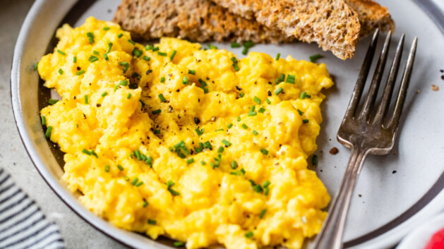cottage cheese scrambled eggs served for breakfast